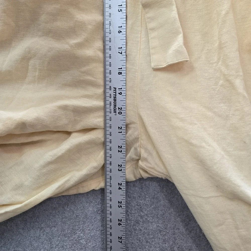American Eagle Outfitters Women Jumpsuit L Yellow Cotton Linen Tie Coastal Beach